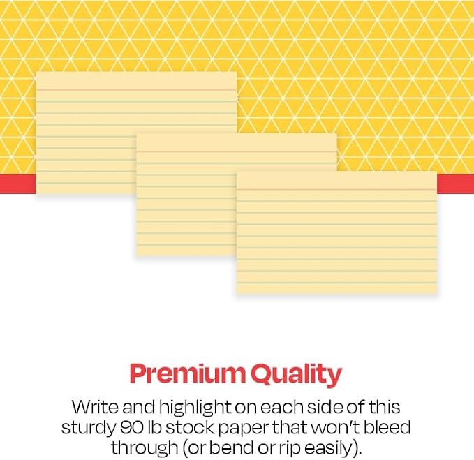 School Smart Ruled Index Cards, 3 x 5 Inches, Canary Yellow - Image 2