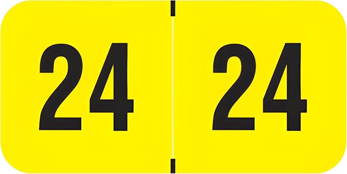 2024 Year Labels, Doctor Stuff 2024 Chart Stickers, Fluorescent Yellow Color by DoctorStuff