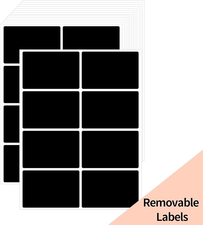 Black Removable Labels Stickers, 2X3 Inch Removable Large Label Stickers by STARLIBOO