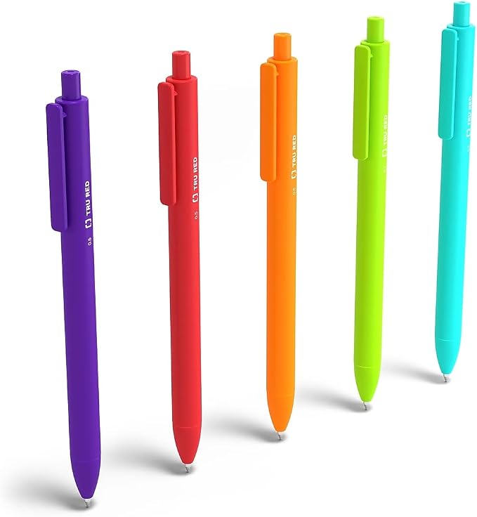 TRU RED Retractable Gel Pens, Fine Point 0.5mm, 15 Pack – Quick‑Dry Pens by TRURED