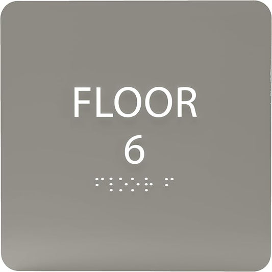 Clean Grey ADA Floor 6 Sign by ADACentralSigns