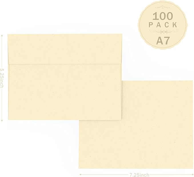 A7 Ivory Envelopes 100 Pack, Goefun 5x7 Self Seal Cream Envelopes - Image 2
