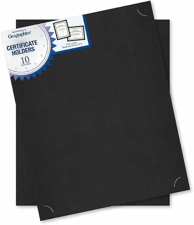 Geographics Black Certificate Holder, 9.5" x 12" by Geographics