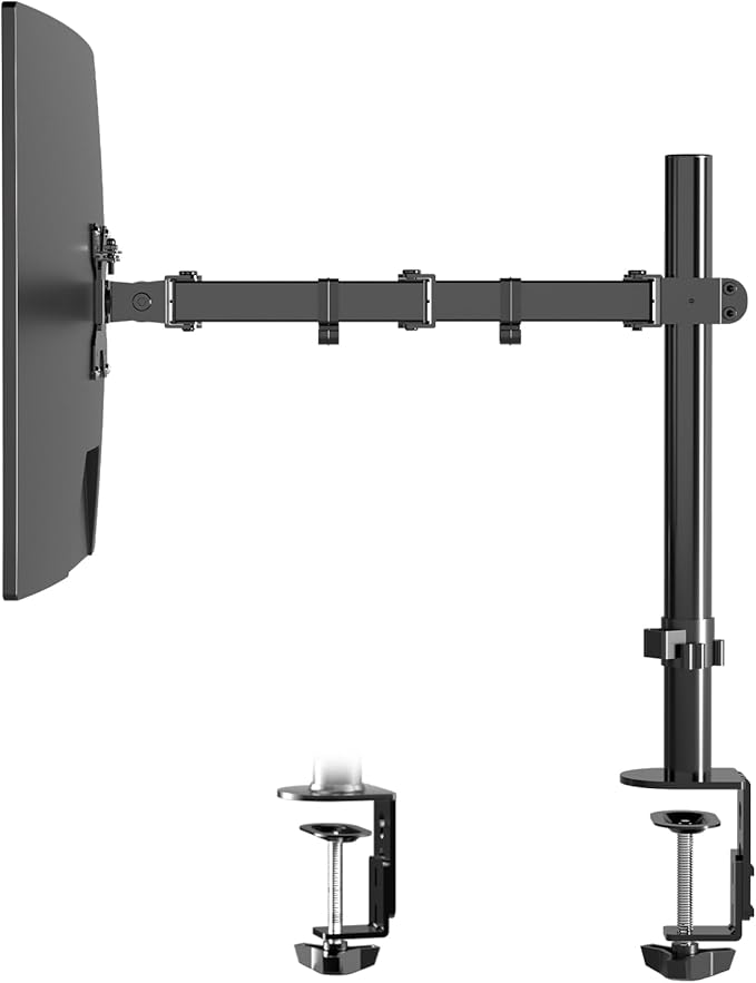 Pholiten Single Monitor Arm Desk Mount, Holds Screens up to 32 inch,Holds Up to 22lbs,Fully Adjustable Stand with C-Clamp and Grommet Base,100x100 Vesa Monitor Stand-DeskLoop Office