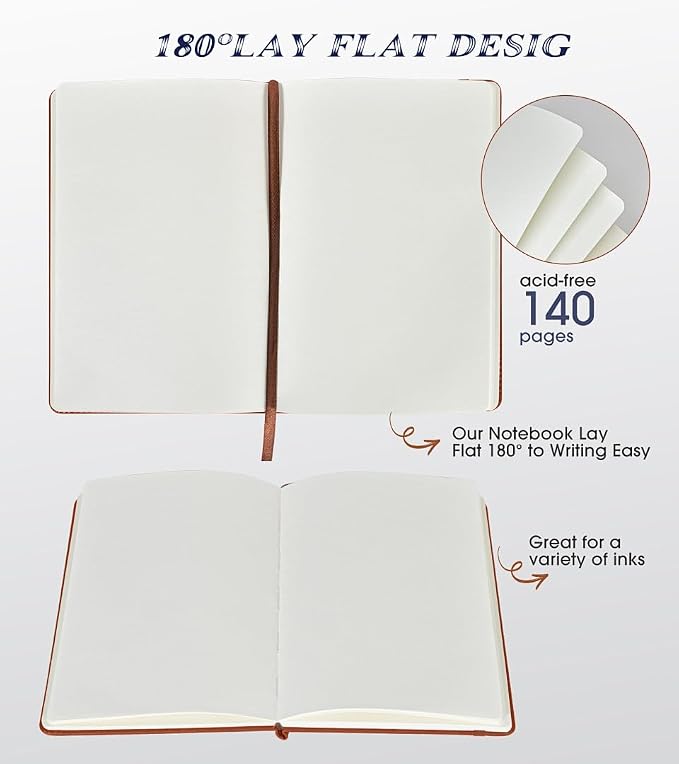 Biuwory A5 Hardcover Blank Journal Notebook, Leather Sketchbook - Image 5