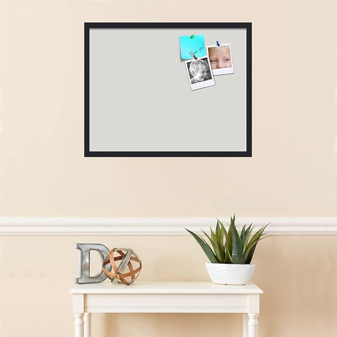 PinPix 28x22 Inch Cork Bulletin Board. This Decorative Framed Pin Board Comes with Light Stone Design and a Satin Black Frame. Ideal for Home Office Decor or Message Board (PinPix-1809)-DeskLoop Office