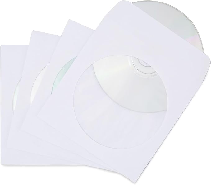 Staples 5 x 5 White Open‑End CD/DVD Envelopes, Protective Media Sleeves - Image 2