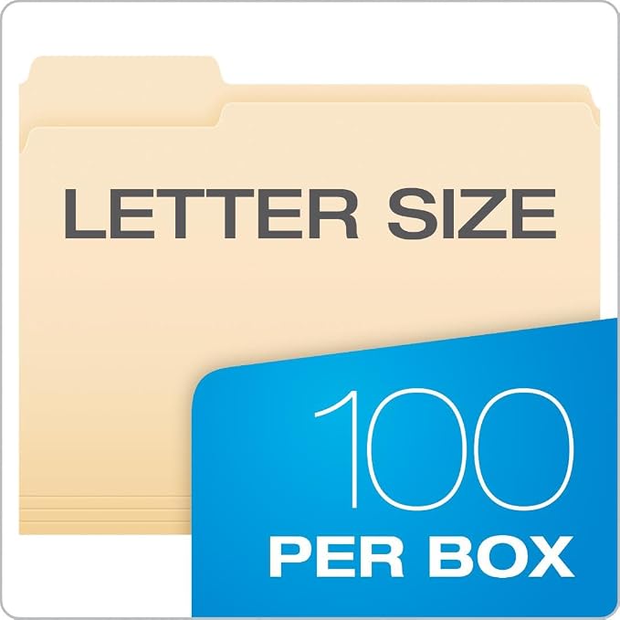 Pendaflex File Folders, 100 Pack, Durable Manila Folders, Letter Size, 3 Top - Image 3