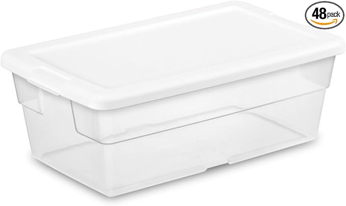 Sterilite 48-Pack 6 Quart Storage Box, Stackable Clear Plastic Bins by Sterilite