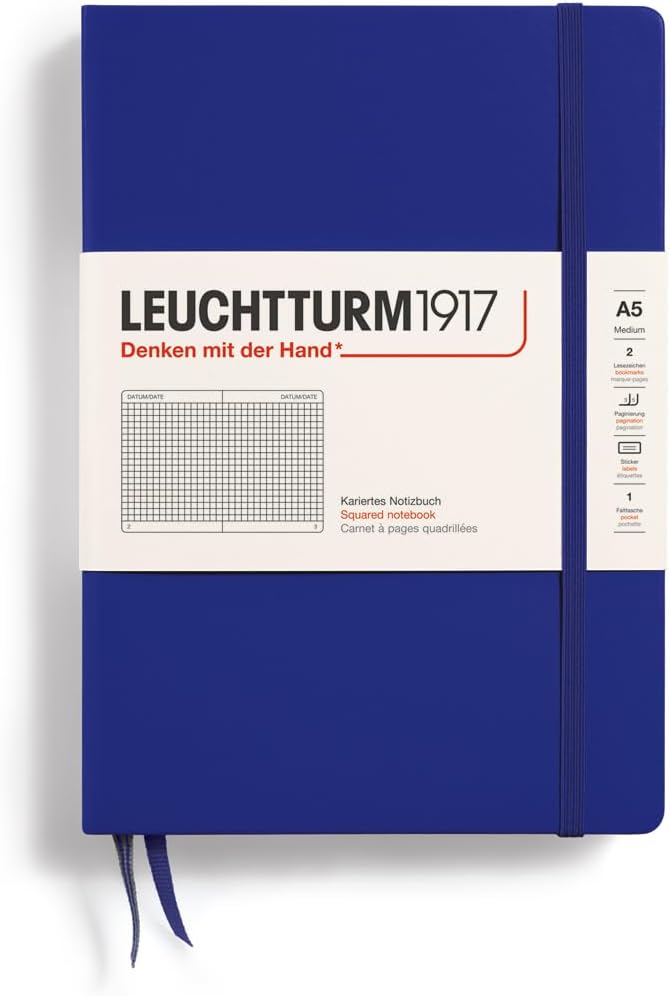 LEUCHTTURM1917 - Notebook Hardcover Medium A5-251 Numbered Pages for Writing and Journaling (Ink, Squared)-DeskLoop Office