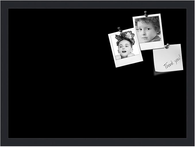 PinPix 22x16 Inch Cork Bulletin Board. This Decorative Framed Pin Board Comes with Solid Black Design and a Satin Black Frame. Ideal for Home Office Decor or Message Board (PinPix-622)-DeskLoop Office