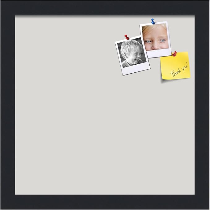 PinPix 12x12 Inch Cork Bulletin Board. This Decorative Framed Pin Board Comes with Light Stone Design and a Satin Black Frame. Ideal for Home Office Decor or Message Board (PinPix-1809)-DeskLoop Office