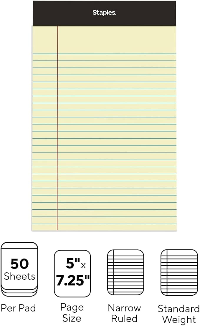 TRU RED Legal Pads, 5” x 8”, Narrow Ruled, 50 Sheets/Pad - Image 3