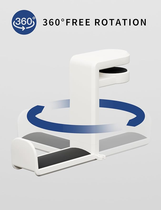 Headphone Hook Under Desk Holder 360-Degree Adjustable Rotation, easy spring - Image 2