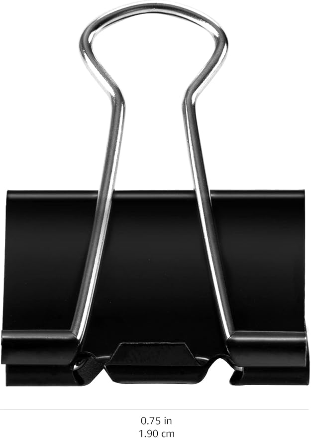Amazon Basics Sturdy Binder Clips, Office Supplies, Small 0.75 in, Document - Image 3