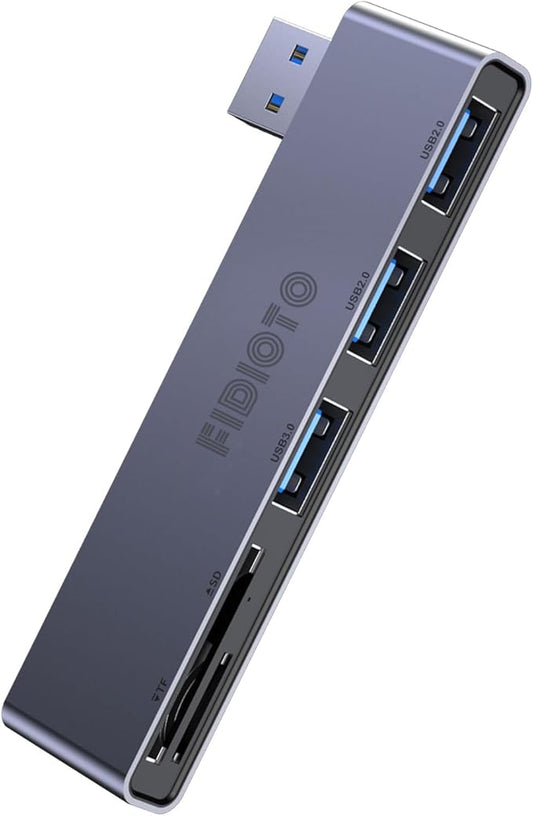 Fidioto USB A Hub, Networking Hubs Right Model 5-in-1 Adapter with 1 USB3.0 &2 USB2.0 & Micro SD/TF Card Reader, Compatible for Laptop MacBook, Chromebook, Dell, HP, Samsung, Keyboard, Mouse Etc.-DeskLoop Office