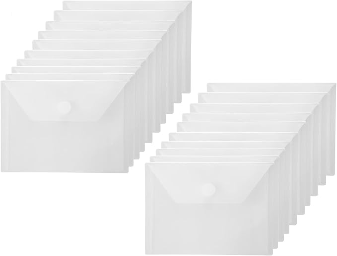 4x6 Plastic Envelopes Hook Loop Closure Coupon Receipt Storage Holder 20 Pack by YESSART