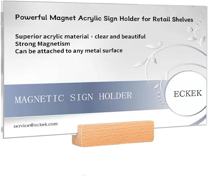 ECKEK Magnetic Sign Holder Grip Holder, Powerful Magnet, Acrylic Sign Holder by ECKEK