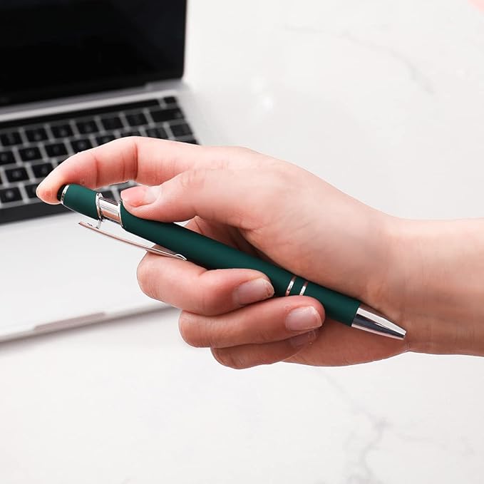 Ballpoint Pen with Stylus Tip, Soft Touch Click Metal Pen, 1.0mm Medium Point, Black Ink, 18 Count(6 Colors)-DeskLoop Office