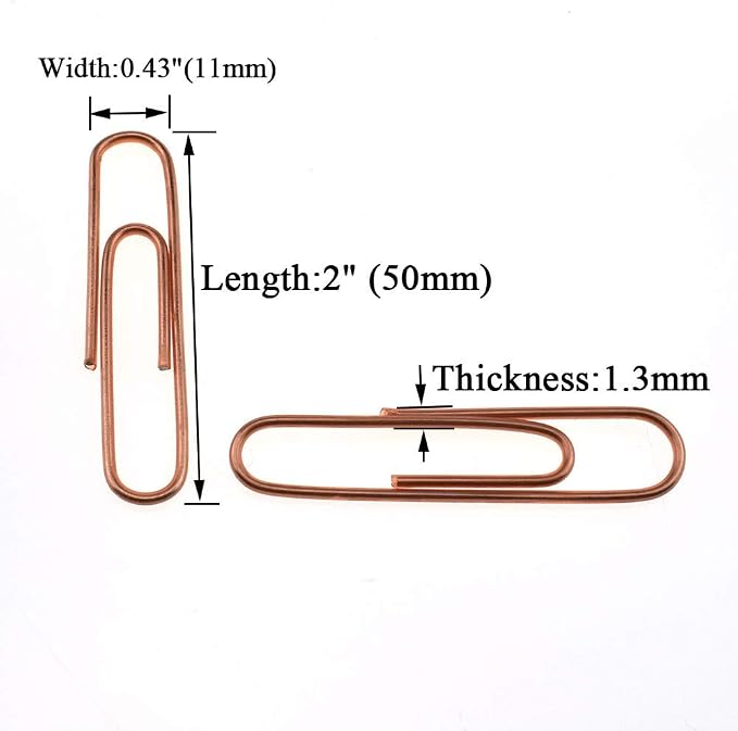 HAHIYO Paper Clips Large 2 inches Length Rose Gold Paperclips Vinyl Coated - Image 2