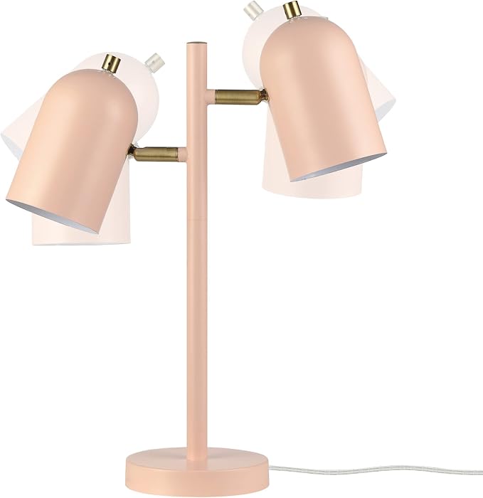 Globe Electric 30290 19" 2-Light Desk Lamp, Matte Pink, Brass Accents, 2.1A USB - Image 9