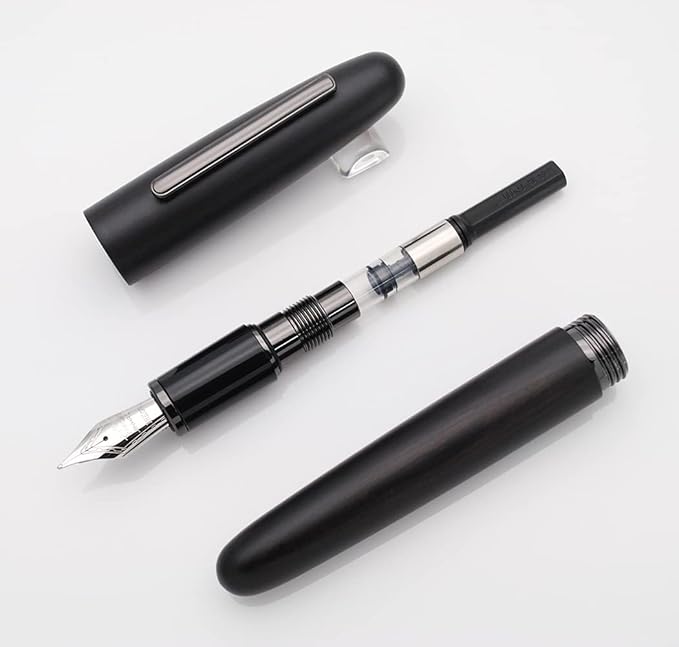 JINHAO 9056 Natural Wood Fountain Pen Handmade Ink Pen (Ebony Wood, Black clip, Medium Nib 0.7mm)-DeskLoop Office