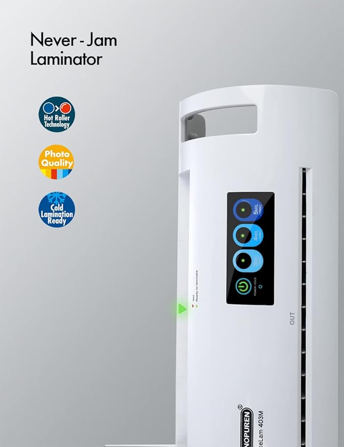 Laminator Machine, SINOPUREN Laminating Machine, Thermal Lamination 9-inch Quick 1min Warm-up JamFree-Tech Personal Lamination Work with 3mil 4mil 5mil Pouches, School/Office/Home use, White-DeskLoop Office