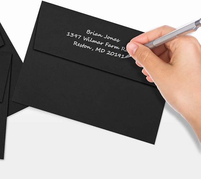 LUXPaper A7 Invitation Envelopes | Peel & Press | 5 1/4" x 7 1/4" | Black Linen - Image 6