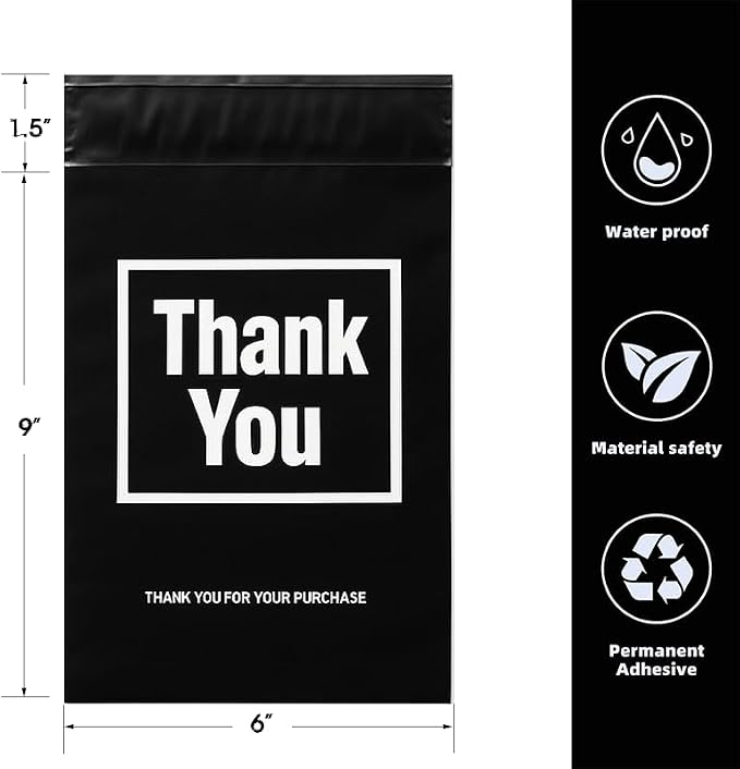 POLYSELLS Thank You Poly Mailers 6x9 inches 100 Pcs Waterproof Self-Sealing - Image 2