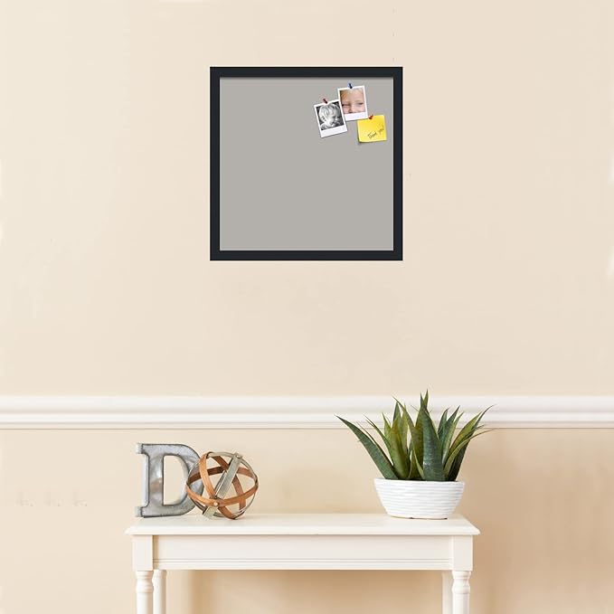 PinPix 17x17 Inch Cork Bulletin Board. This Decorative Framed Pin Board Comes with Dark Stone Design and a Satin Black Frame. Ideal for Home Office Decor or Message Board (PinPix-1808)-DeskLoop Office