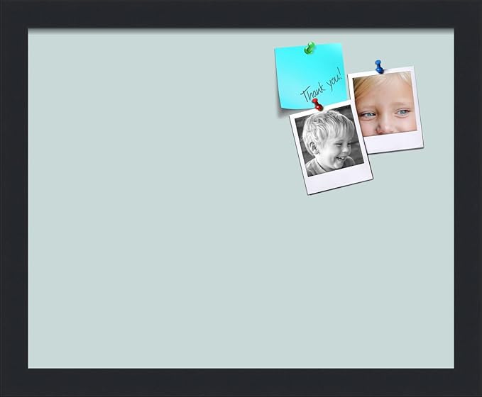 PinPix 15x12 Inch Cork Bulletin Board. This Decorative Framed Pin Board Comes with Soft Blue Design and a Satin Black Frame. Ideal for Home Office Decor or Message Board (PinPix-1814)-DeskLoop Office