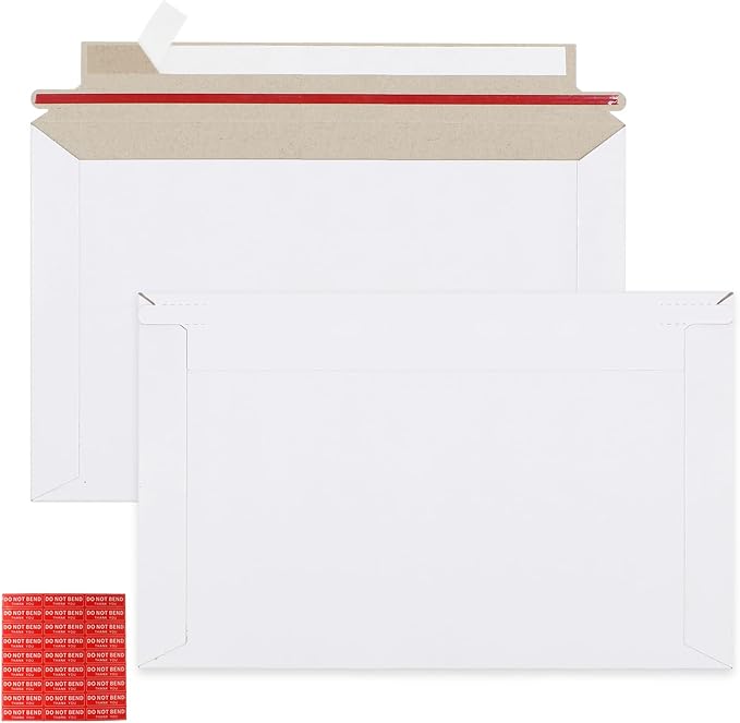 zmybcpack 100 Pack 6.3x9.8 inch Rigid Mailer Self Seal Photo Document Mailers by zmybcpack