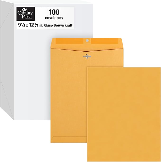 Quality Park 9-1/2" x 12-1/2" Clasp Envelopes, Gummed Flap by Quality+Park