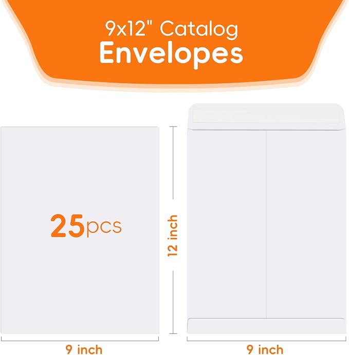 25 Pack Catalog Mailing Envelopes, 9 x12 Inches Self-Seal Manilla Envelopes | 9 - Image 2