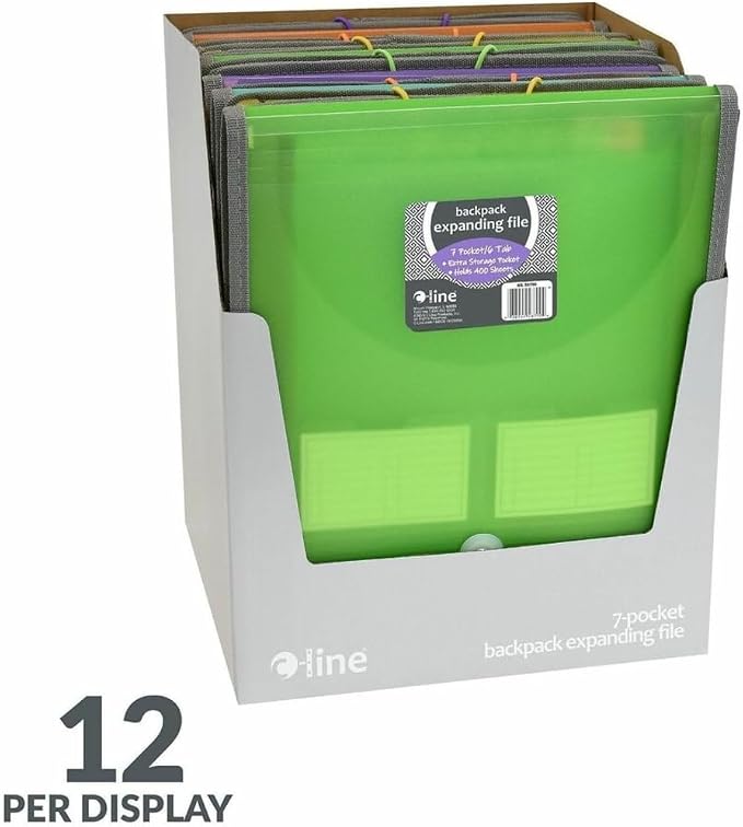 C-Line 7-Pocket Vertical Expanding Backpack Organizer File, 1 File, Color May - Image 2