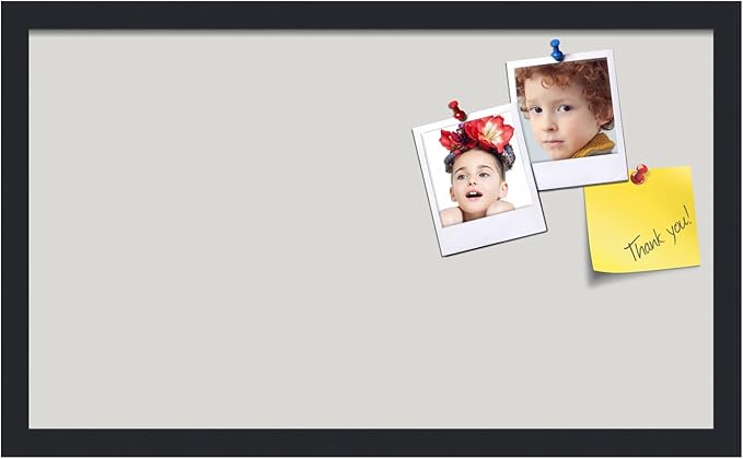 PinPix 24x14 Inch Cork Bulletin Board. This Decorative Framed Pin Board Comes with Light Stone Design and a Satin Black Frame. Ideal for Home Office Decor or Message Board (PinPix-1809)-DeskLoop Office