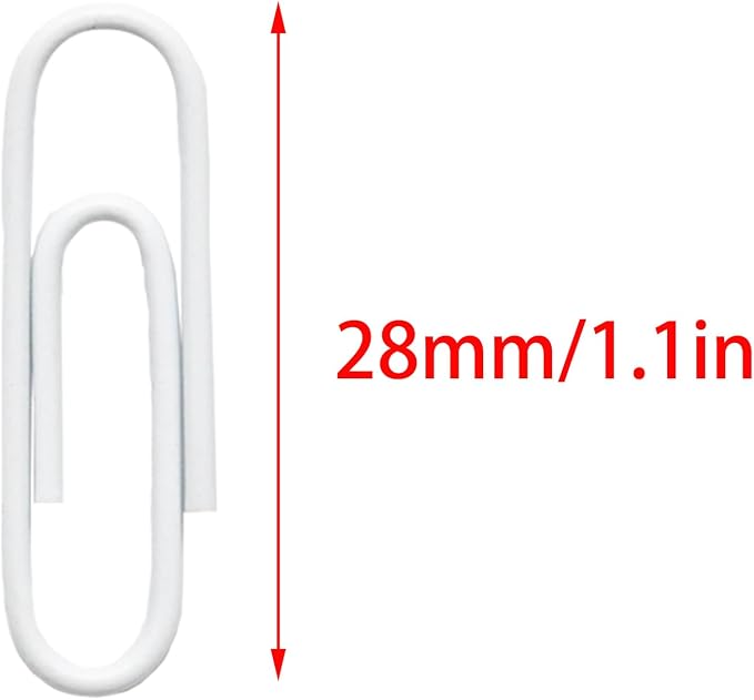 100 Pcs White Paper Clips, 1.1 Inch Colorful Paperclips | Vinyl Coated - Image 2