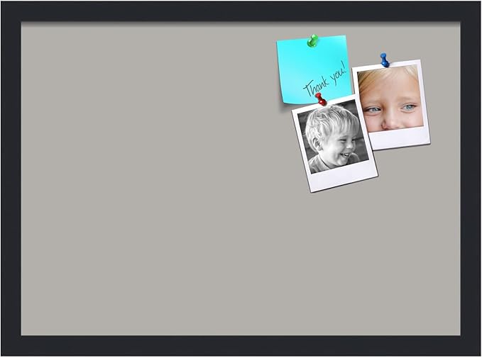 PinPix 21x15 Inch Cork Bulletin Board. This Decorative Framed Pin Board Comes with Dark Stone Design and a Satin Black Frame. Ideal for Home Office Decor or Message Board (PinPix-1808)-DeskLoop Office