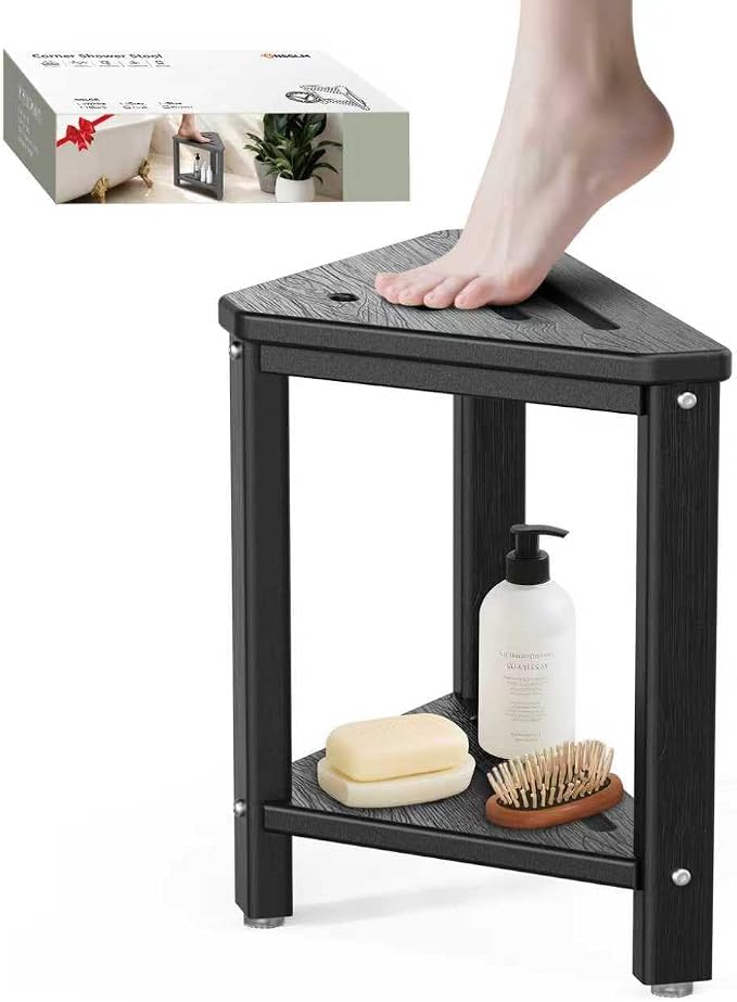 Shower Foot Rest 15in, HDPE Waterproof Shower Stool by ONSGLM