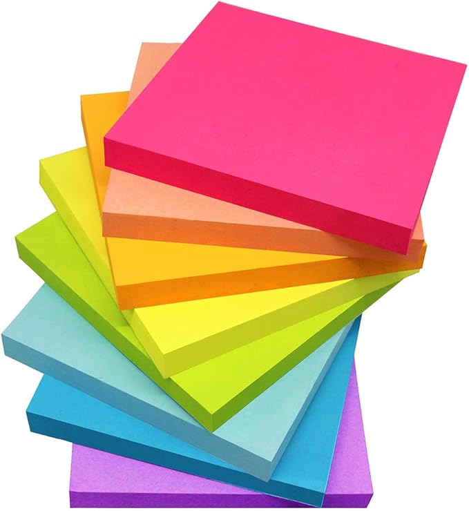 Sticky Notes 3x3 Inches,Bright Colors Self-Stick Pads, Easy to Stick for Home, Office, Notebook, 16 Pads/Pack-DeskLoop Office