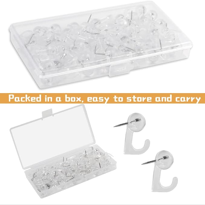 60 Pieces Clear Plastic Thumb Tack Hook, Plastic Heads Pin Tacks Wall Thumb - Image 5