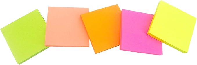 Sticky Full Adhesive Notes,3 1/3 x 3 Inches,80 Sheets/Color,Self-Stick Notes,5 Colors/Pack,400 Sheets Total,4A 303-Full Adhesive-400-DeskLoop Office
