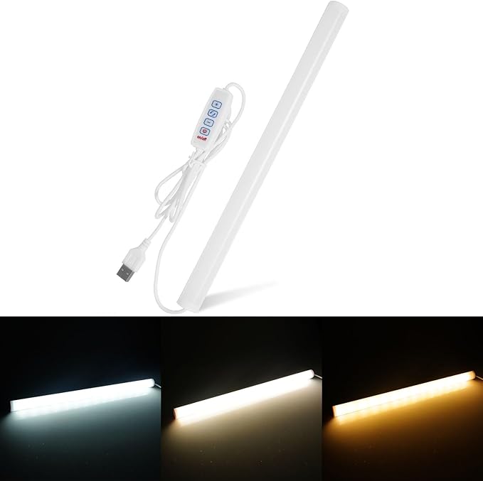 12 Inch LED Light Bar USB Powered 3 Colors, Dimmable Magnetic Frosted Cover | by GZ5CG