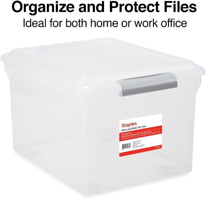 STAPLES Store & Slide Plastic File Box Latching, Letter/Legal Size - Image 3
