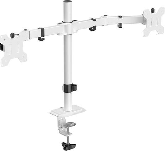 Suptek Dual Monitor Desk Mount, Adjustable Dual Monitor Arm for 2 Monitor Screens up to 42 inch, Extra Tall 15.75" Pole Monitor Stand for Desk, Holds up to 22 lbs,White(MD9442LW)-DeskLoop Office