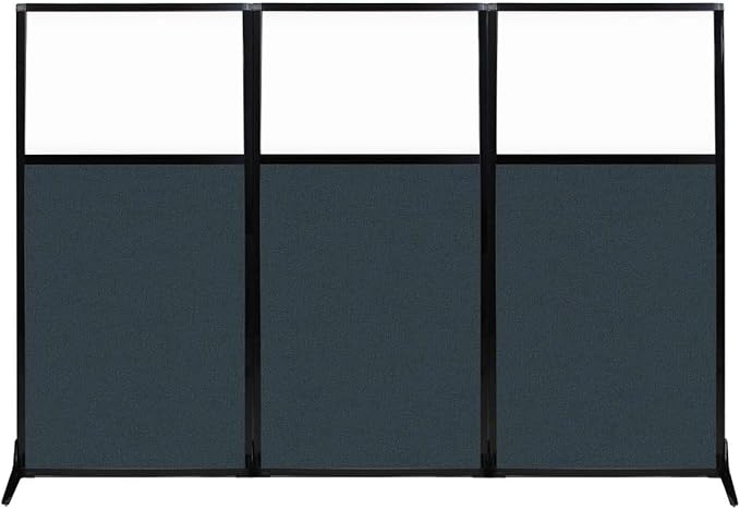 Versare Workstation Partition | Portable Wall Divider | Modern Office Cubicle | Free Standing Privacy Screen | Flexible Work Space | 99" x 70" W/Window, Blue Spruce Fabric Panels-DeskLoop Office