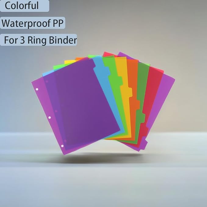 Binder Dividers for 3 Ring Binder, 8 Tab Set, Durable Plastic Tabs - Image 7