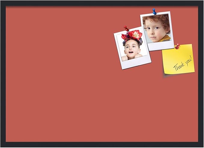 PinPix 34x24 Inch Cork Bulletin Board. This Decorative Framed Pin Board Comes with Crimson Pastel Design and a Satin Black Frame. Ideal for Home Office Decor or Message Board (PinPix-1807)-DeskLoop Office