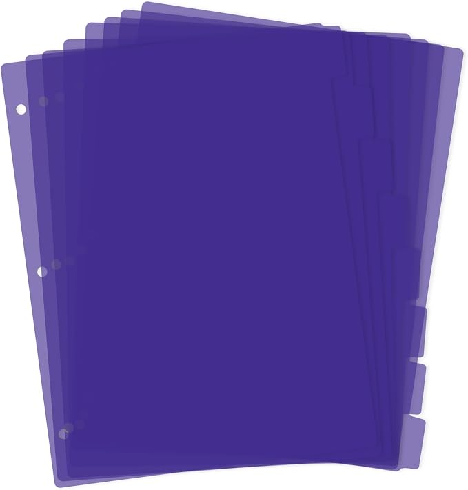 Dark Purple Binder Dividers, 8-Tab Sturdy Plastic Dividers, Binder Divider by KALIONE