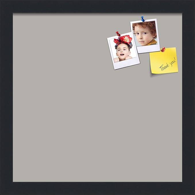 PinPix 13x13 Inch Cork Bulletin Board. This Decorative Framed Pin Board Comes with Dark Stone Design and a Satin Black Frame. Ideal for Home Office Decor or Message Board (PinPix-1808)-DeskLoop Office